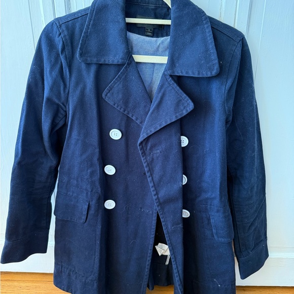J. Crew Navy Pea Coat with White Buttons - Picture 1 of 2